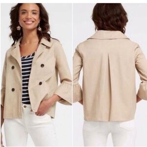 Draper James Khaki Beige Flare Sleeves Trench Pea Coat Women size 6